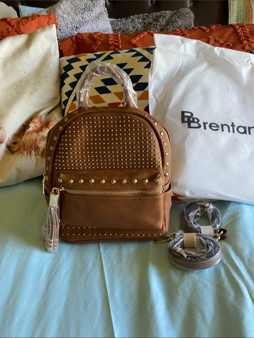 Brentano Brown Studded Mini Backpack New with Tags and Dust-bag